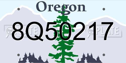 8Q50217 Oregon License Plate
