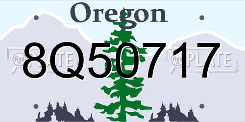 8Q50717 Oregon License Plate