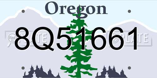 8Q51661 Oregon License Plate