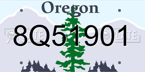8Q51901 Oregon License Plate