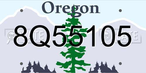 8Q55105 Oregon License Plate