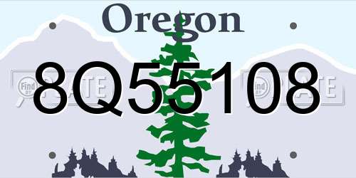 8Q55108 Oregon License Plate