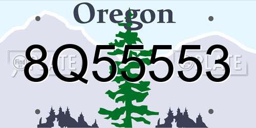 8Q55553 Oregon License Plate