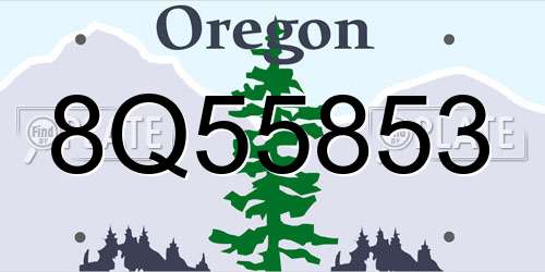 8Q55853 Oregon License Plate