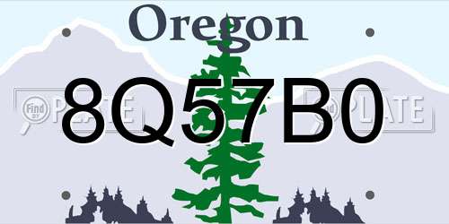 8Q57B0 Oregon License Plate