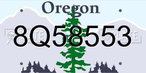 8Q58553 Oregon License Plate