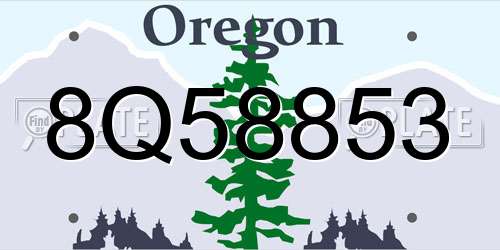 8Q58853 Oregon License Plate