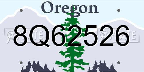 8Q62526 Oregon License Plate