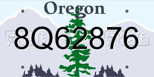8Q62876 Oregon License Plate