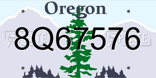 8Q67576 Oregon License Plate