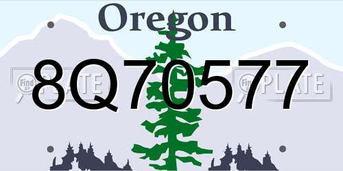 8Q70577 Oregon License Plate