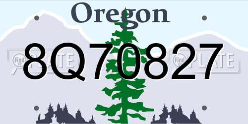 8Q70827 Oregon License Plate