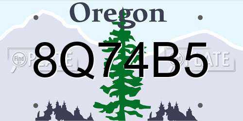 8Q74B5 Oregon License Plate