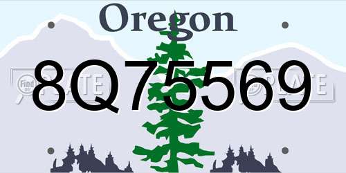 8Q75569 Oregon License Plate
