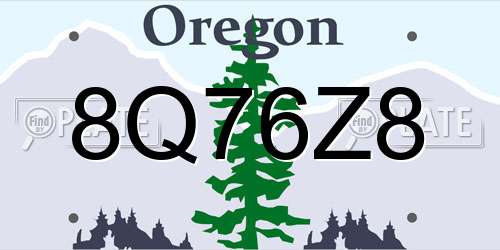 8Q76Z8 Oregon License Plate