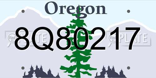 8Q80217 Oregon License Plate