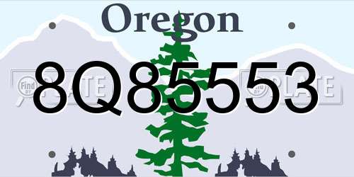 8Q85553 Oregon License Plate