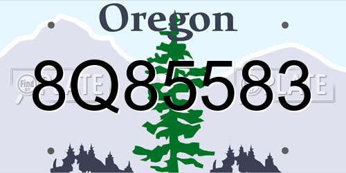 8Q85583 Oregon License Plate