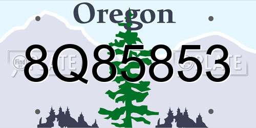 8Q85853 Oregon License Plate