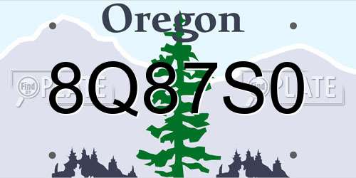 8Q87S0 Oregon License Plate
