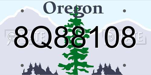 8Q88108 Oregon License Plate
