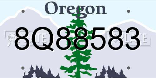 8Q88583 Oregon License Plate