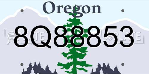 8Q88853 Oregon License Plate