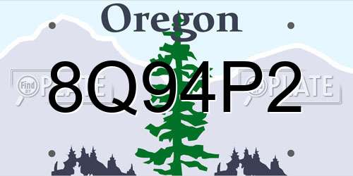 8Q94P2 Oregon License Plate