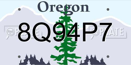 8Q94P7 Oregon License Plate