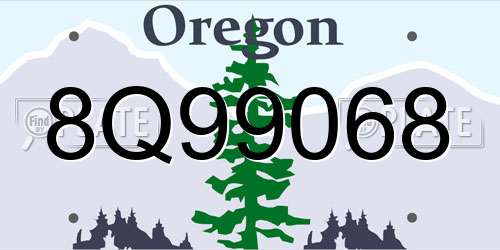 8Q99068 Oregon License Plate