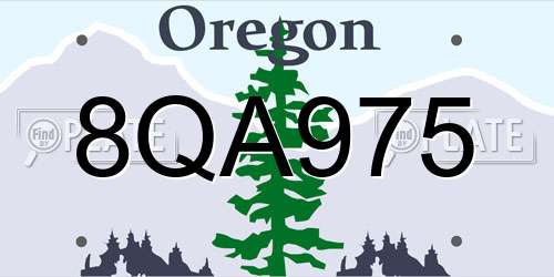 8QA975 Oregon License Plate