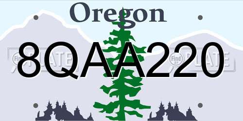 8QAA220 Oregon License Plate