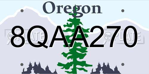 8QAA270 Oregon License Plate
