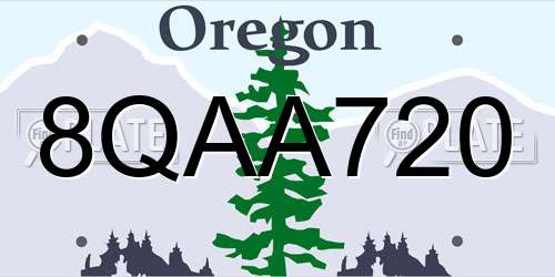 8QAA720 Oregon License Plate