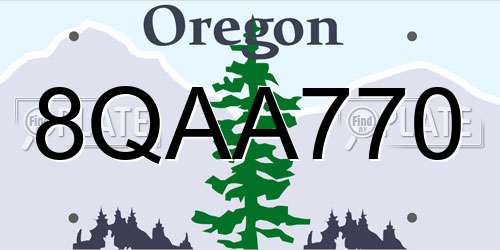 8QAA770 Oregon License Plate