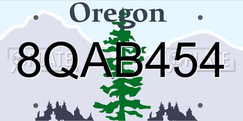 8QAB454 Oregon License Plate