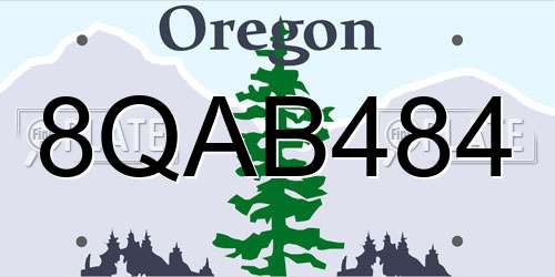 8QAB484 Oregon License Plate