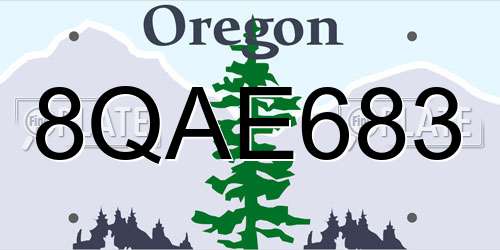 8QAE683 Oregon License Plate