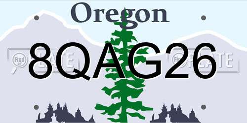 8QAG26 Oregon License Plate