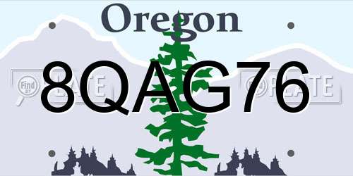 8QAG76 Oregon License Plate