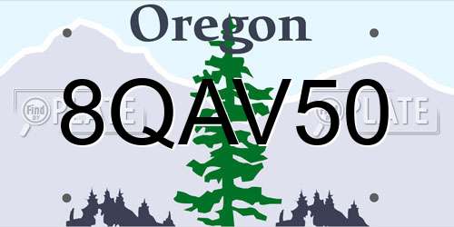 8QAV50 Oregon License Plate