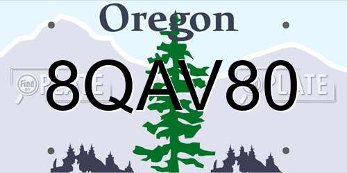 8QAV80 Oregon License Plate