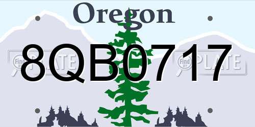 8QB0717 Oregon License Plate