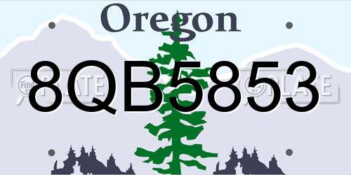 8QB5853 Oregon License Plate