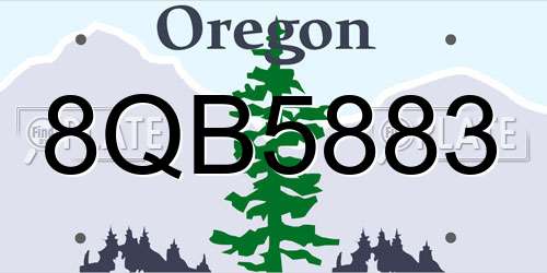8QB5883 Oregon License Plate