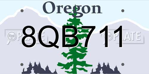 8QB711 Oregon License Plate