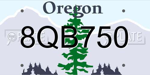 8QB750 Oregon License Plate