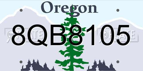 8QB8105 Oregon License Plate