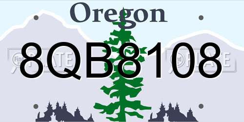 8QB8108 Oregon License Plate
