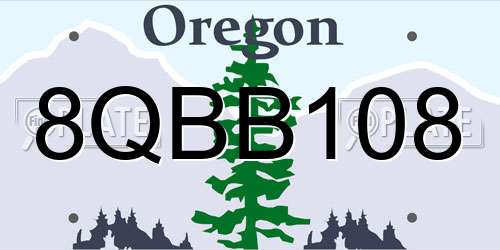 8QBB108 Oregon License Plate